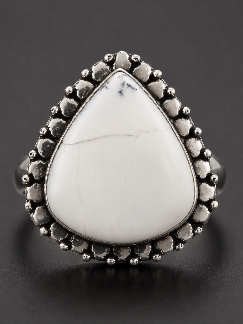 925 Sterling Silver Genuine Dendrite Opal Teardrop Ring size 8 Artisinal Boho